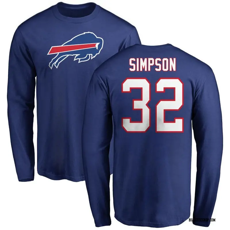 Youth Buffalo Bills ＃32 O. J. Simpson Royal Name & Number Logo Long Sleeve T-Shirt