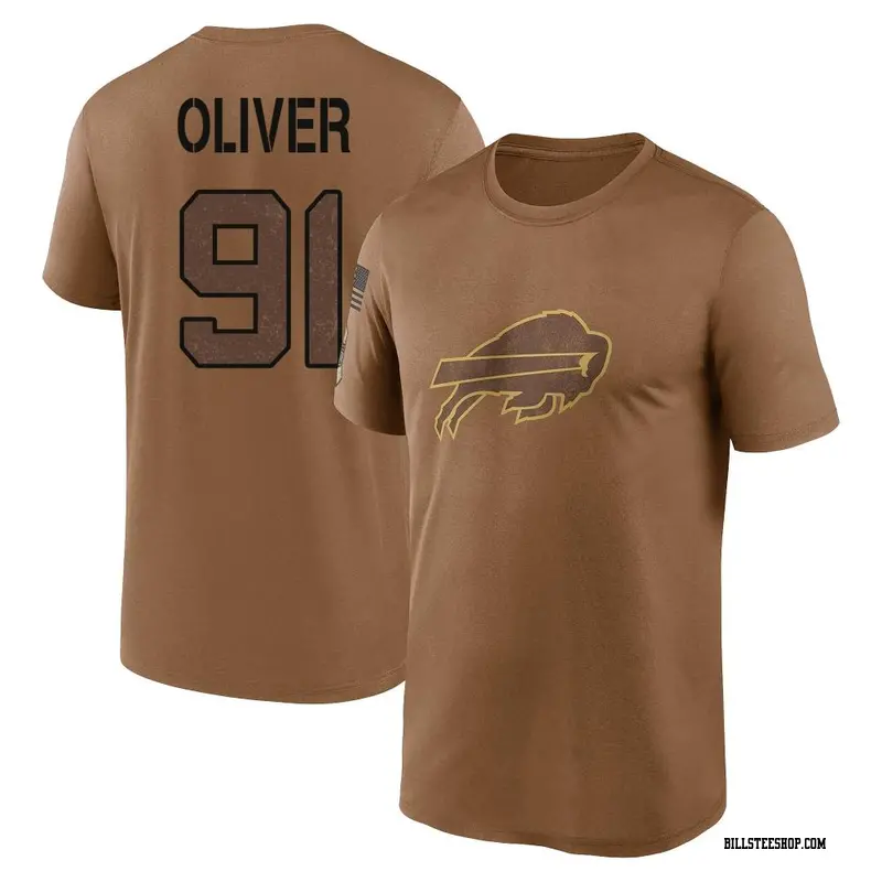 Youth Buffalo Bills ＃91 Ed Oliver Brown 2023 Salute To Service Performance T-Shirt