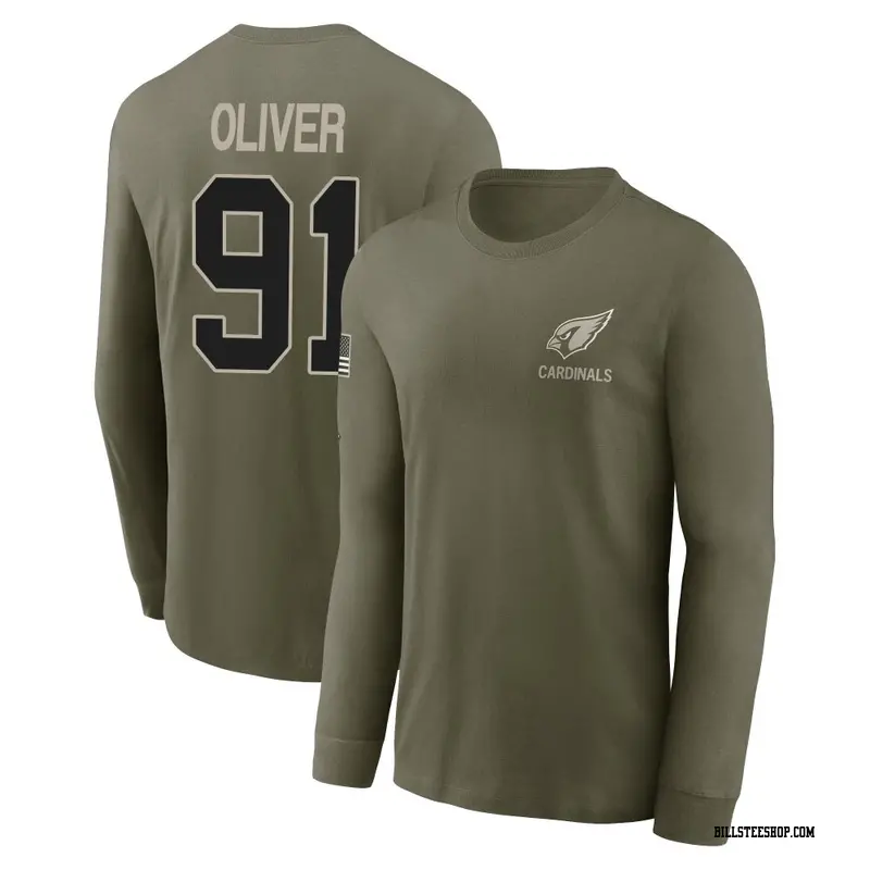 Youth Buffalo Bills ＃91 Ed Oliver Olive Ed r 2025 Salute to Service Sideline Long Sleeve T-Shirt