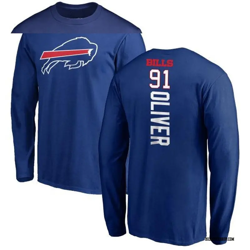 Youth Buffalo Bills ＃91 Ed Oliver Olive Ed r Backer Long Sleeve T-Shirt Royal